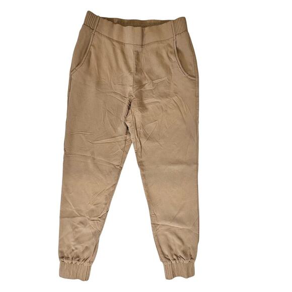 theory Medium Tan Women's Jogger Cuffed Drawstring Stretch - Picture 1 of 7